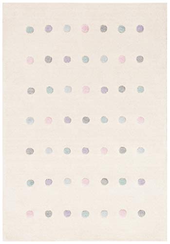 SAFAVIEH Kids Collection 4' x 6' Ivory SFK805A Handmade Polka Dot Wool Area Rug