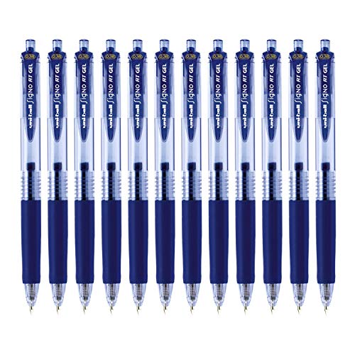 Uni-Ball Signo Retractable Gel Pens, Ultra Micro Point, 0.38mm, Blue, 12 Count