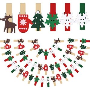 boao christmas wood clips christmas tree photo clips elk gloves snowflake clothespins diy photo pegs for home school art craft decor (120 pieces)