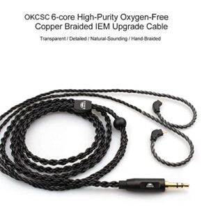 okcsc 2 Pin Cable for Earphone, Detachable Earphone Replacement Cable,6 Core Plated-Silver Upgrade Cable for KZ AS10 TRN V80(0.75mm,No Mic)