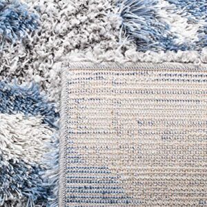 SAFAVIEH Horizon Shag Collection 5'3" x 7'7" Grey/Blue HZN890G Modern Abstract Non-Shedding Living Room Bedroom Dining Room Entryway Plush 2.5-inch Thick Area Rug