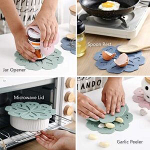 Set 4 Silicone Trivet Mat - Hot Pot Holder Hot Pads for Table & Countertop - Trivet for Hot Dishes - Non-Slip & Heat Resistant Modern Kitchen Hot Pads for Pots & Pans, Assort 4 colors