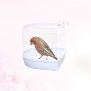 POPETPOP Cockatiel Cage Caged Bird Bath Hanging Bathtub Bath Box Bowl cage Bird Bath Covered for Small brids Canary Parrot (White) Bird Cage Cover