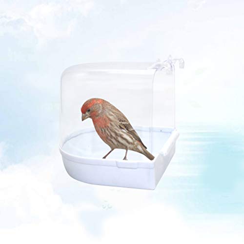 POPETPOP Cockatiel Cage Caged Bird Bath Hanging Bathtub Bath Box Bowl cage Bird Bath Covered for Small brids Canary Parrot (White) Bird Cage Cover