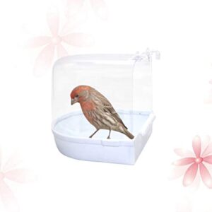 POPETPOP Cockatiel Cage Caged Bird Bath Hanging Bathtub Bath Box Bowl cage Bird Bath Covered for Small brids Canary Parrot (White) Bird Cage Cover