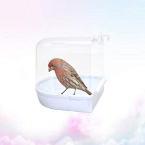 POPETPOP Cockatiel Cage Caged Bird Bath Hanging Bathtub Bath Box Bowl cage Bird Bath Covered for Small brids Canary Parrot (White) Bird Cage Cover