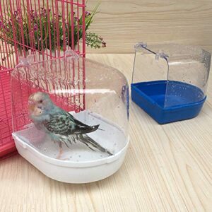 POPETPOP Cockatiel Cage Caged Bird Bath Hanging Bathtub Bath Box Bowl cage Bird Bath Covered for Small brids Canary Parrot (White) Bird Cage Cover