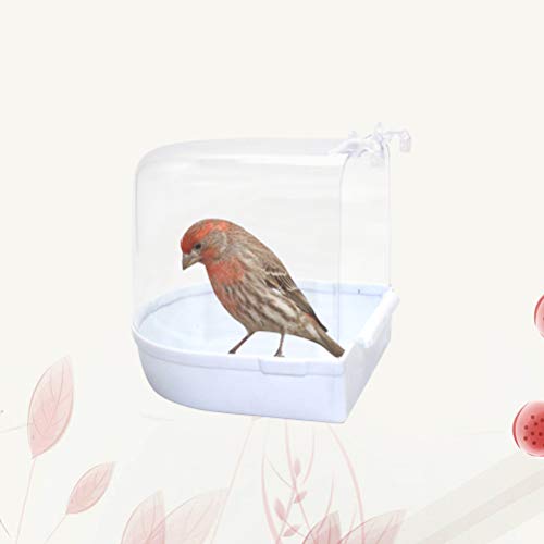 POPETPOP Cockatiel Cage Caged Bird Bath Hanging Bathtub Bath Box Bowl cage Bird Bath Covered for Small brids Canary Parrot (White) Bird Cage Cover