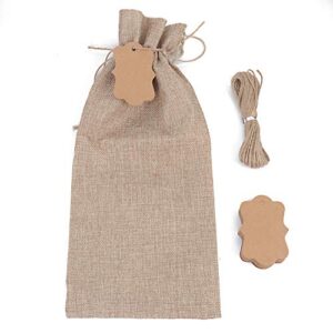 SUBANG 12 Pieces Jute Wine Bags Reusable Wine Bags with Ropes and Tags, 14 x 6 Inches