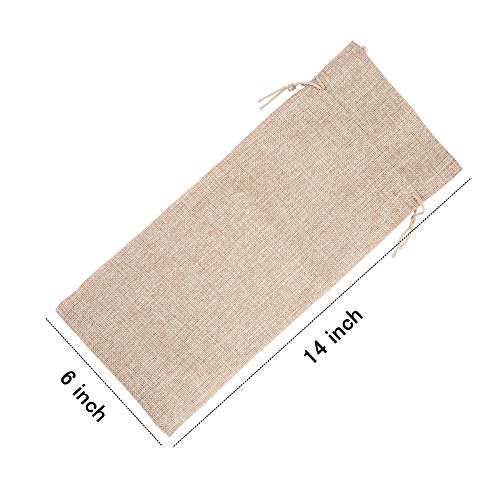 SUBANG 12 Pieces Jute Wine Bags Reusable Wine Bags with Ropes and Tags, 14 x 6 Inches