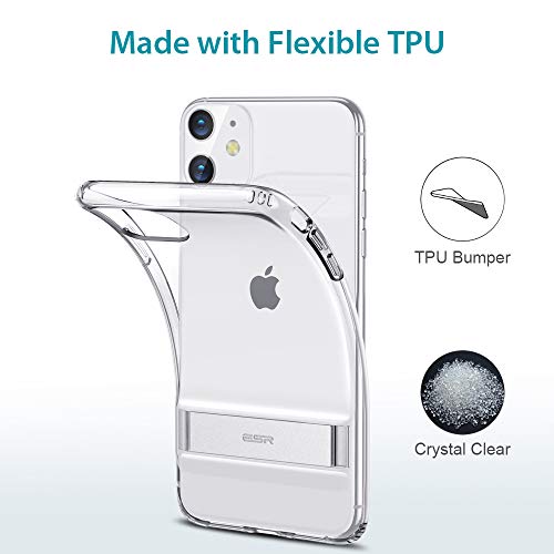 ESR Metal Kickstand Designed for iPhone 11 Case, [Vertical and Horizontal Stand] [Reinforced Drop Protection] Flexible TPU Soft Back for iPhone 11 (2019 Release), Clear