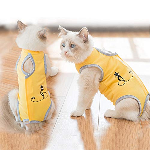 Coppthinktu Cat Recovery Suit for Abdominal Wounds or Skin Diseases Breathable Cat Surgical Recovery Suit for Cats E-Collar Alternative After Surgery Wear Anti Licking Wounds