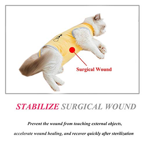 Coppthinktu Cat Recovery Suit for Abdominal Wounds or Skin Diseases Breathable Cat Surgical Recovery Suit for Cats E-Collar Alternative After Surgery Wear Anti Licking Wounds