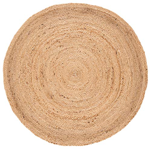 SAFAVIEH Natural Fiber Round Collection 7' Round Natural NFB310A Handmade Boho Braided Jute Area Rug