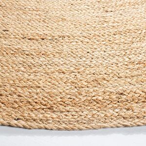 SAFAVIEH Natural Fiber Round Collection 7' Round Natural NFB310A Handmade Boho Braided Jute Area Rug