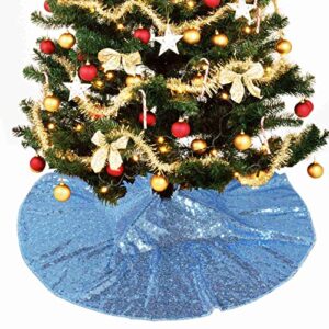 christmas tree skirt sequin tree skirt xmas pine tree ornaments artificial christmas pine tree skirt holiday decor (21 inch, baby blue)