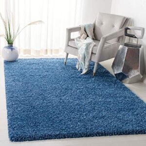safavieh evolution shag collection 4' x 6' blue evo520m solid non-shedding living room bedroom dining room entryway plush 1.8-inch thick area rug