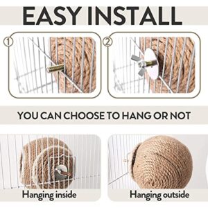 Handwoven Straw Bird Nest, Reusable Grass Woven Parakeet Breeding Cave, Parrot Hatching House for Rabbit Bunny Dove Hamster Gerbil Chinchillas Canary or Cockatiel, Handmade Hanging Bird Nest Cage