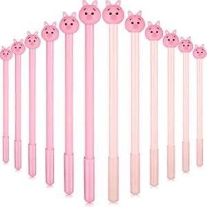 24 pieces cute pig writing pen pig gel ink pen pink pig roller ball gel ink pen with 0.5 mm fine point black ink pen for kids school office home writing present supplies