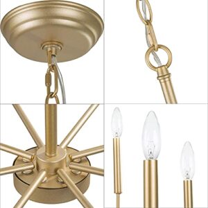 KSANA Gold Chandelier, Modern Light Fixture for Bedroom, Foyer, Dining & Living Room, Kitchen, and Entryway, (Upgraded Version, 2 Types of Height 8 Arms)