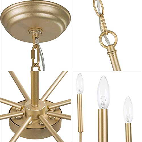 KSANA Gold Chandelier, Modern Light Fixture for Bedroom, Foyer, Dining & Living Room, Kitchen, and Entryway, (Upgraded Version, 2 Types of Height 8 Arms)