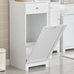 Haotian BZR21-W, White Bathroom Laundry Cabinet with Basket, Tilt-Out Laundry Hamper, Bathroom Storage Cabinet Unit with Drawer, 15.7"x15"x35.4"