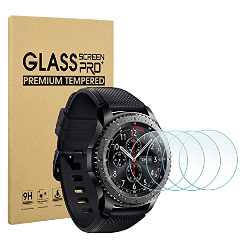 Diruite 4-Pack for Samsung Gear S3 Frontier/Classic Screen Protector,Tempered Glass for Gear S3 Watch [2.5D 9H Hardness] [Bubble-Free] [Anti-Scratch]