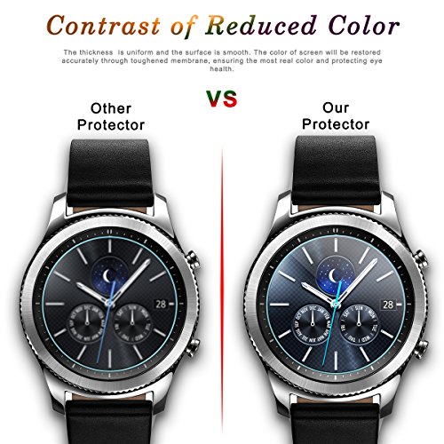 Diruite 4-Pack for Samsung Gear S3 Frontier/Classic Screen Protector,Tempered Glass for Gear S3 Watch [2.5D 9H Hardness] [Bubble-Free] [Anti-Scratch]