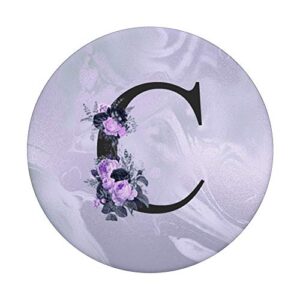 Initial Letter C Purple Lavender Floral Monogram For Women PopSockets PopGrip: Swappable Grip for Phones & Tablets