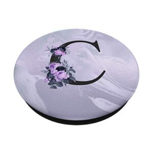 Initial Letter C Purple Lavender Floral Monogram For Women PopSockets PopGrip: Swappable Grip for Phones & Tablets