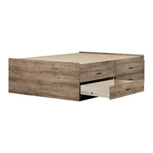South Shore Step One Captain Bed with 4 Drawers-Full-Weathered Oak