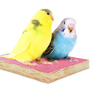 meric wooden bird platform with emery board top, pink, your bird’s personal trainer and manicurist