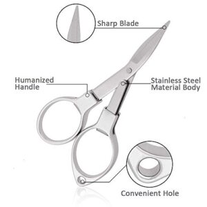 Allpdesky 2 Pieces Stainless Steel Scissors Anti-Rust Folding Scissors Glasses-Shaped Mini Shear for Home and Travel Use