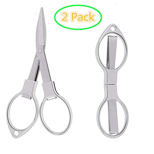 Allpdesky 2 Pieces Stainless Steel Scissors Anti-Rust Folding Scissors Glasses-Shaped Mini Shear for Home and Travel Use