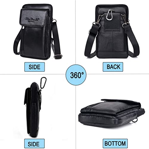 iPhone 11 Pro X Xs 8 7 Plus 6 6S Galaxy S9 S8 S7 S6 Edge Note5 Note4 A8 A8+ Leather Case Belt Holster Pouch Holder for Cell Phone Under 6.0" inch Vertical Style1-Black S Size