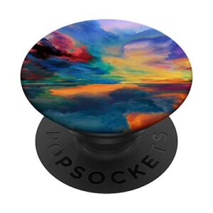 abstract watercolor landscape ocean sunset popsockets popgrip: swappable grip for phones & tablets