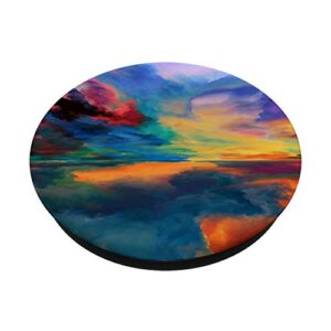 Abstract Watercolor Landscape Ocean Sunset PopSockets PopGrip: Swappable Grip for Phones & Tablets