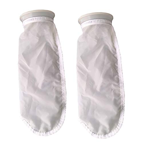 Honritone Nylon Mesh Filter Socks 4 Inch Ring 50/100 / 200/300 Micron - by 15 Inch Long – Aquarium Filter Bags - 2 Pack (50 Micron - 4 x 15 Inch)