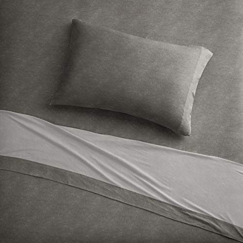 Brielle Home Jersey Knit Cotton Sheet Set - Breathable, Soft, T-Shirt Fabric - Printed Heather, Twin