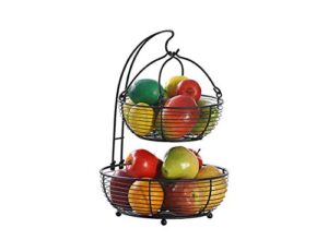 sunnypoint black multifunction 2-tier basket with banana hook