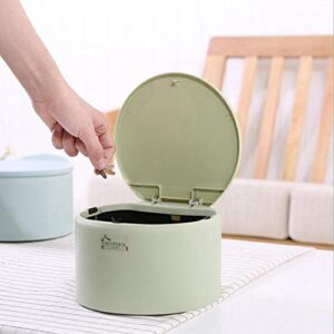 Earchy Desktop Trash Can Plastic Trash Can Elastic Cover Round Wastebaskets Household Sanitary Bucket Creative Storage Bucket