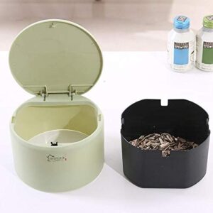 Earchy Desktop Trash Can Plastic Trash Can Elastic Cover Round Wastebaskets Household Sanitary Bucket Creative Storage Bucket