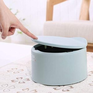 Earchy Desktop Trash Can Plastic Trash Can Elastic Cover Round Wastebaskets Household Sanitary Bucket Creative Storage Bucket