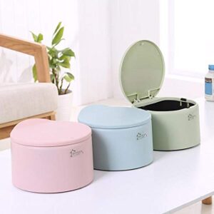 Earchy Desktop Trash Can Plastic Trash Can Elastic Cover Round Wastebaskets Household Sanitary Bucket Creative Storage Bucket