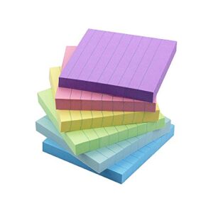 early buy 6 candy color lined sticky notes self-stick notes 3 in x 3 in, 100 sheets/pad, 6 pads/pack