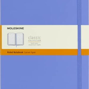 Moleskine Classic Notebook, Hard Cover, XL (7.5" x 9.5") Ruled/Lined, Hydrangea Blue, 192 Pages