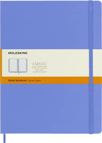 Moleskine Classic Notebook, Hard Cover, XL (7.5" x 9.5") Ruled/Lined, Hydrangea Blue, 192 Pages