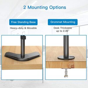 HUANUO Dual Monitor Stand - Vertical Stack Screen Free-Standing Holder LCD Desk Mount Fits Two 13 to 32 Inch Computer Monitors with C Clamp Grommet Base