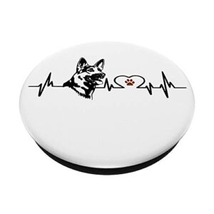 German Shepherd EKG Heartbeat Heart Line With Paw Print PopSockets PopGrip: Swappable Grip for Phones & Tablets