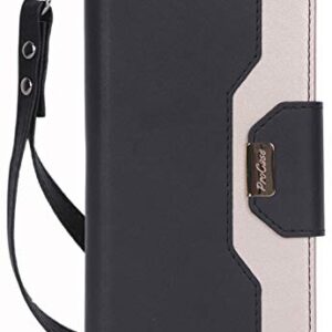 ProCase iPhone 11 Wallet Case for Women, Flip Folio Kickstand PU Leather Case with Card Holder Wristlet Hand Strap, Stand Protective Cover for iPhone 11 6.1” 2019 Release -Black